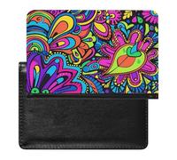 Psychedelic Flowers Pattern Passport Holder Travel Wallet Cover Case with Card Slot Organiser for Men Women