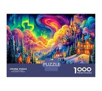 Psychedelic Forest Cabin 1000 Piece Adult Puzzle - Recycled Cardboard & Anxiety Relief Mindful Activity Forest Building - Puzzle for The Whole Family 38x26cm/1000pcs Housewarming Gift for Families