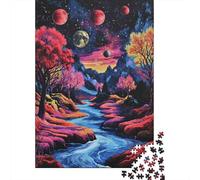 Psychedelic Forest Landscape Adult Jigsaw Puzzle, 1000 Pieces, 52x38cm/1000pcs, A Thoughtful Gift for A New Home; White Card with A Low-dust Finish