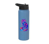 Psychedelic Fox Art Colorful Wild Animal Stainless Steel Insulated Water Bottle