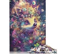 Psychedelic Fox Close-Up - Visionary Digital Art for Modern Walls Puzzle Challenging And Brainteasing Premium Cardboard Jigsaw Puzzle for Adults Teen Easter Gift 500pcs (52x38cm)