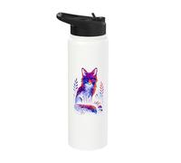 Psychedelic Fox Colorful Wild Animal Pop Art Stainless Steel Insulated Water Bottle