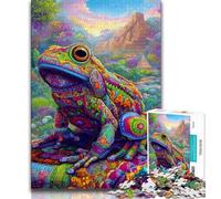 Psychedelic Frog Jigsaw Puzzles for Adults 1000 Piece Puzzle,Challenging To Complete But Fun And Humorous Educational Game for Birthday (75x50cm)