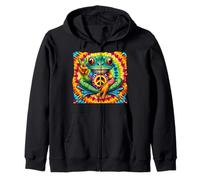 Psychedelic Frog Peace Sign Retro Hippie Vibes Zip Hoodie