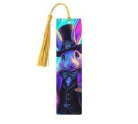 Psychedelic Galaxy Neon Flowers Unique Double-Sided Artwork Printed Wooden Bookmarks, Artistic Book Accessories Birthday Presents for Men Women Presents for Book Lovers