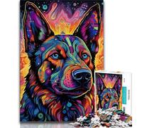 Psychedelic German Shepherd Jigsaws 1000 Pieces for Teenagers,Help The Brain Exercise Addictive Toys to Cultivate Patience Parent-child Interaction 38x26cm