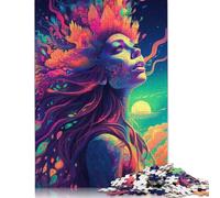 Psychedelic Girl No1 Jigsaw Puzzle 500 Piece Jigsaw Puzzles For Adults Teenager Wooden Puzzles Toy Game Explore Creativity And Problem Solving 500pcs (52x38cm)