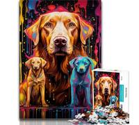 Psychedelic Golden Hair Dogs Adult Jigsaw Puzzles 1000 Pieces,Stress Reliever Difficult Challenge Deal As Gifts for The Whole Family (50x75cm)