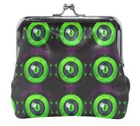 Psychedelic Green Eyes Personalized Leather Coin Purse Holder Women Buckle Kiss Lock Card Change Purse Wallet, Psychedelic Green Eyes, Classic