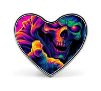 Psychedelic Grim Reaper Badge Pin Brooch Heart Shape Button Aluminum Decor for Backpacks Hats