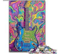 Psychedelic Guitar Jigsaws Puzzles 1000 Pieces for Teenagers Gifts, Family Game Stress Reliever Difficult Challenge Gifts for Friends And Family 26x38cm
