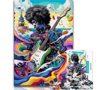 Psychedelic Guitarist Adult Puzzles 1000 Pieces,Challenging To Complete But Fun And Humorous Birthday Present,Gifts,Wall Art (38x26cm)
