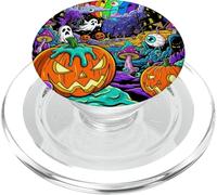 Psychedelic Halloween Jack-O'-Lantern Art PopSockets PopGrip for MagSafe