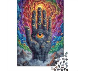 Psychedelic Hand with Eyes Art Print Jigsaw Puzzles Puzzle for Adults Kids. 1000 Pieces Impossible Challenge Toy Educational Game Home Decoration for Adults& Kids Age 14 Years Up 38x26cm/1000pcs