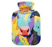 Psychedelic Highland Cow Cute hot Water Bottle with Soft Cover, 2L hot Water Bag for (Scenario), (Scenario), (Scenario)