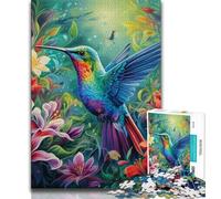 Psychedelic Hummingbird Jigsaw Puzzles for Adults 1000 Piece Puzzle,Help The Brain Exercise Addictive Toys to Cultivate Patience A Work of Art (38x26cm)