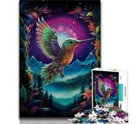 Psychedelic Hummingbird Jigsaws 1000 Pieces for Teenagers,Stress Reliever Staycation Kill Time with Matching Poster And Trivia Sheet (38x26cm)