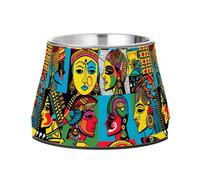 Psychedelic Indian Colorful Faces Bowl for Dogs Enhanced Stainless Steel Pets Feeding Bowl for Medium Dogs Slow Down Eating