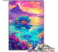 Psychedelic Island 1000 Pieces Jigsaw Puzzle for Adults& Teens, Brain Intelligence Challenge Addictive Toys for Home Decoration (26x38cm)
