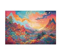 Psychedelic Jigsaw Puzzles for Kids 1000 Pieces 3d Wooden Puzzle Decompression Game for Adults Women Girl Educational Game Toys （75×50cm）