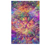 Psychedelic Jungle Jigsaw Puzzles for Kids 1000 Pieces 3d Wooden Puzzle Decompression Game for Adults Women Girl Educational Game Toys （78×53cm）