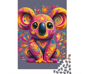 Psychedelic Koala Art Print Jigsaw Puzzles Puzzles for Adults Kids. 1000 Pieces Great Gifts Challenge Toy Educational Game Home Decoration for Adults& Kids Age 14 Years Up 70x50cm/1000pcs