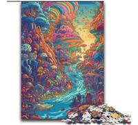 Psychedelic Landscape Jigsaw Puzzles for Adults, Staycation Kill Time Every Piece Is Unique - Challenging Family Fun Game (70x100cm)