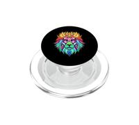 Psychedelic Lion Art, Hippie Tribal Tie Dye Trippy PopSockets PopGrip for MagSafe