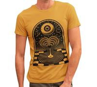 Psychedelic LP I Heart Vinyl Records Mens Music T-Shirt - Screen Printed Organic Cotton Vinyl Player Shirt - Alternative Rock Concert Gift for Him (UK, Alpha, XXL, Regular, Regular, Mustard)