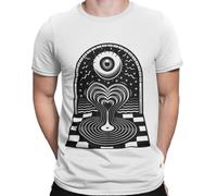 Psychedelic LP I Heart Vinyl Records Mens Music T-Shirt - Screen Printed Organic Cotton Vinyl Player Shirt - Alternative Rock Concert Gift for Him (UK, Alpha, S, Regular, Regular, White)