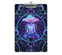Psychedelic Magic Mushrooms Over Sacred Geometry A4 Size Clipboard Funny Aesthetic Working Studying Letter Standard Clip Board 12.5×8.5 in Hardboard for School Classroom Kids Writing Drawing