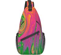 Psychedelic Magic Rainbow Crossbody Sling Bag with Adjustable Shoulder Strap Backpack for Hiking Travel Sport Climbing