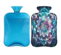 Psychedelic Mandala Hot Water Bottle with Cover, Mandala Flower 2L Hot Water Bag for Pain Relief, Neck Soft and Shoulder, Hand Feet Warmer, Hot and Cold Compress for Adult Kids