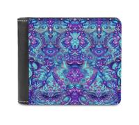 Psychedelic Mandala Hypnosis Leather Minimalist Wallet for Men Women Slim Bifold Purse with Card Holder