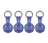Psychedelic Mandala Hypnosis Silicone Case Compatible with AirTag Holder Cover with Keychain Ring