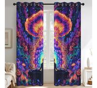 Psychedelic Meditation Curtains 95% Blackout, Trippy Chakra Patterned Curtains for Living Room Bedroom, 63 Drop Eyelet Thermal Drapes Home Decor, 52x63 Inch 2 Panels X&-142