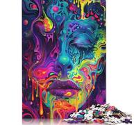 Psychedelic Melting Face Jigsaw Puzzles Puzzles for Adults Kids. 1000 Pieces Great Gifts Challenge Toy Educational Games Home Decoration for Educational Games Gifts 1000pcs (75x50cm)