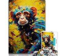 Psychedelic Monkey 1000 Piece Jigsaw Puzzles for Teenagers Gifts,Help The Brain Exercise Addictive Toys to Cultivate Patience Great Gift (38x26cm)