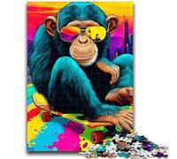 Psychedelic Monkey 1000 Pieces Jigsaw Puzzles For Teens And Adults,Family Game Stress Reliever Difficult Challenge Artists Collection,Fine Art (38X26cm)
