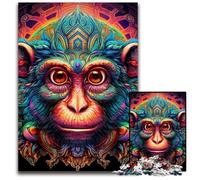 Psychedelic Monkey 1000 Pieces Puzzles for Adults Wooden Jigsaw Puzzles for Home Decor, Brain Training 50x75CM/19.68x29.52inch