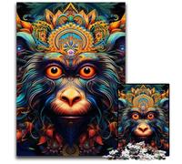 Psychedelic Monkey Adult Jigsaw Puzzles 1000 Pieces Wooden Puzzles Brain Teaser Game for Teenagers, Perfect 50x75CM/19.68x29.52inch
