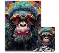 Psychedelic Monkey Jigsaw Puzzles for Adults 1000 Piece Challenging Puzzles Brain-Challenging DIY Decorative Game, Family Interactive Toy 50x75CM/19.68x29.52inch