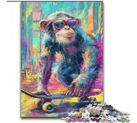 Psychedelic Monkey Jigsaw Puzzles for Adults 1000 Piece Puzzle, for Age 14+ Home Art Decor Family Games Christmas Birthday Gifts (26x38cm)