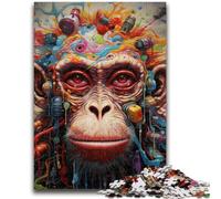 Psychedelic Monkey Jigsaw Puzzles for Adults Teenagers Jigsaws Puzzle,Help The Brain Exercise Addictive Toys to Cultivate Patience Suitable for Couples (50x75cm)