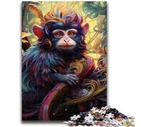 Psychedelic Monkey Jigsaw Puzzles for Adults Teenagers Jigsaws Puzzle,Toys Educational Games Stress Relieving Suitable for Desktop Decoration (50x75cm)