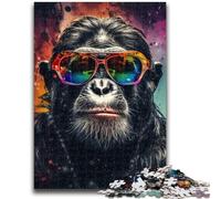 Psychedelic Monkey JigsawPuzzle 1000 Pieces for Adults,Challenging To Complete But Fun And Humorous Unique Home Decor And Gifts (38x26cm)