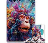 Psychedelic Monkey Puzzles for Adults Teens 1000 Pieces,for Educational Game Challenge Toy for Is Ideal As A Gift for The Whole Family (38x26cm)