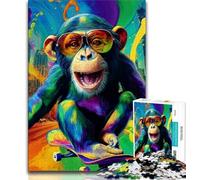 Psychedelic Monkey Puzzles for Teenagers Teens 1000pc Puzzle,Help The Brain Exercise Addictive Toys to Cultivate Patience A Work of Art (38x26cm)