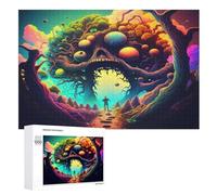 Psychedelic Monster 1000 Piece Jigsaw Puzzle- Brain Teaser Game for Adults & Children - Educational Activities Wooden Jigsaws （75×50cm）