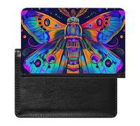 Psychedelic Moth Passport Holder Travel Wallet Cover Case with Card Slot Organiser for Men Women